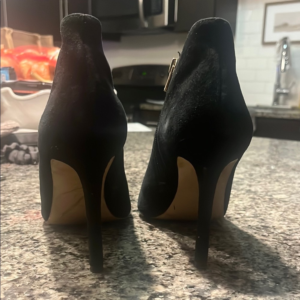 Elegant Ann Taylor Black Peep-Toe Ankle Boots - Picture 3 of 6